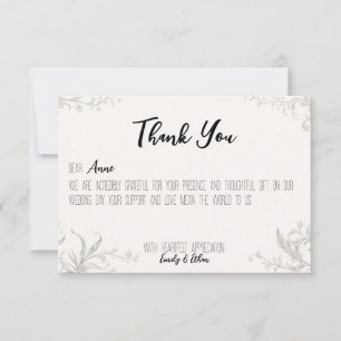 Remerciements Carte de remerciement de mariage personnalisée sim