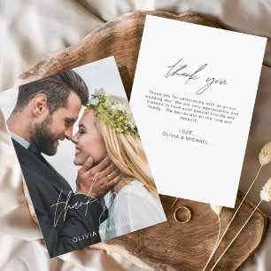 Remerciements Carte de remerciement de mariage photo à l'écritur