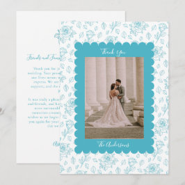 Remerciements Carte de Remerciement de Mariage Photo Fleur Turqu