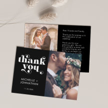 Carte de remerciement de mariage photo minimaliste
