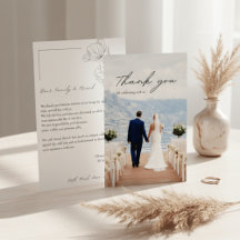 Carte de remerciement de mariage photo minimaliste