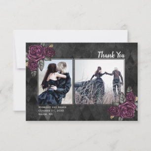 Remerciements Carte de remerciement de mariage photo Roses gothi