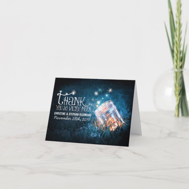 Remerciements Carte de remerciement de mariage rêveuse avec pot  (Devant)