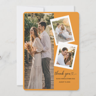 Remerciements Carte de remerciement de mariage romantique avec 3