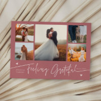 Carte de remerciement de mariage rose multi photo