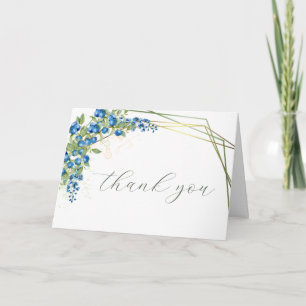 Remerciements Carte de remerciement de mariage Rustique aux Bleu