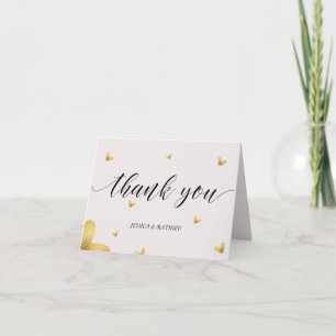Remerciements Carte de remerciement de mariage simple crème à cœ