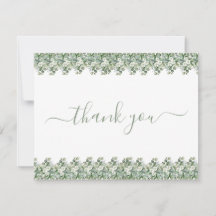 Carte de remerciement de mariage simple eucalyptus