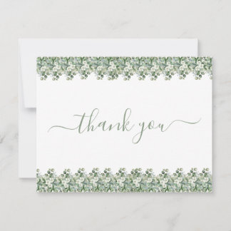 Remerciements Carte de remerciement de mariage simple eucalyptus