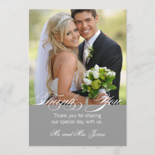 Remerciements Carte de remerciement de mariage simple photo gris