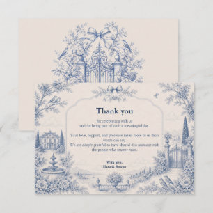 Remerciements Carte de Remerciement de Mariage Toile de Jouy Lie
