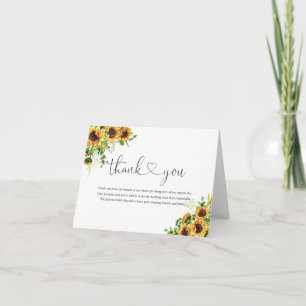 Remerciements Carte de remerciement de mariage Tournesol
