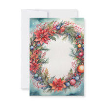Carte de remerciement de Noël à aquarelle Couronne