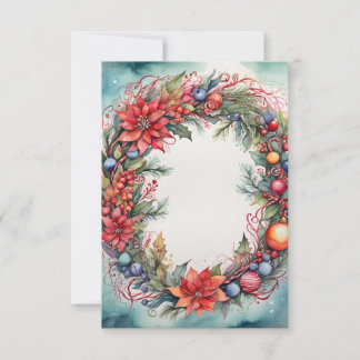 Remerciements Carte de remerciement de Noël à aquarelle Couronne