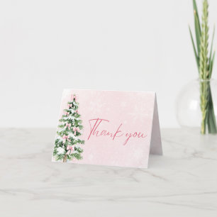 Remerciements Carte de remerciement de Noël Arbre aux rubans ros