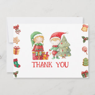 Remerciements Carte de remerciement de Noël de l'elfe du Père No