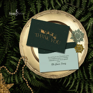 Remerciements Carte de remerciement de Noël moderne verte en fau