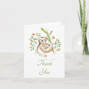 Remerciements Carte de remerciement de paresseux maman et bébé