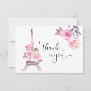 Remerciements Carte de remerciement de Paris, Tour Eiffel floral