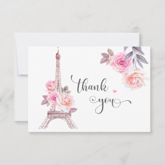 Remerciements Carte de remerciement de Paris, Tour Eiffel floral