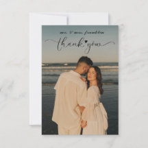 Carte de remerciement de photo de mariage minimali