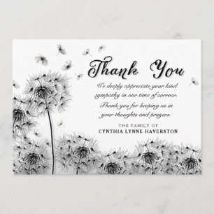Remerciements Carte de remerciement de sympathie Black & White D