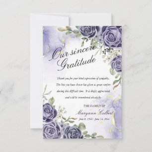 Remerciements Carte de remerciement de sympathie florale indigo