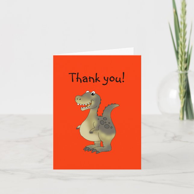 Remerciements Carte de remerciement Dinosaure – Création amusant (Devant)