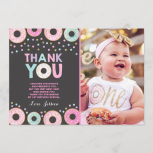 Remerciements Carte de remerciement Donut Donut Grow Up Fête Ros