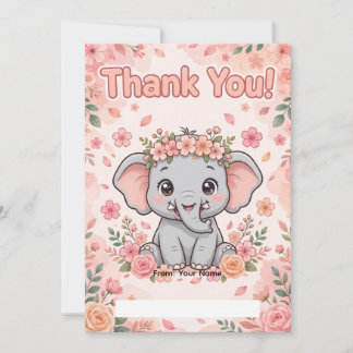 Remerciements Carte de remerciement Douce Éléphant Bébé
