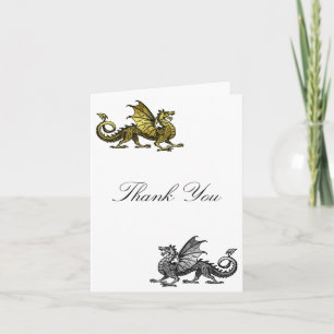 Remerciements Carte de Remerciement Dragon Or Argent