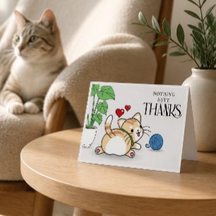 Remerciements Carte de remerciement drôle avec un chat qui montr