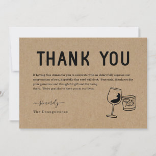 Remerciements Carte de remerciement drôle de boissons gratuites