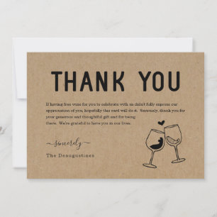 Remerciements Carte de remerciement drôle de vin gratuit