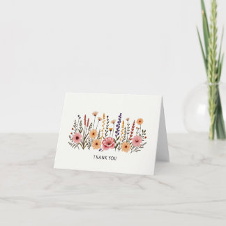 Remerciements Carte de Remerciement Élégante Bohème Fleur Sauvag