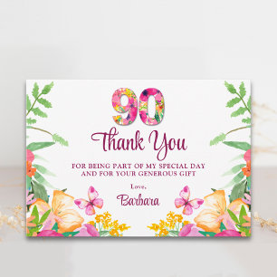 Remerciements Carte de remerciement élégante pour 90e anniversai