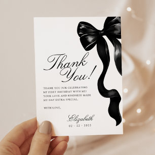 Remerciements Carte de remerciement élégante Sweet 16 avec nœud 