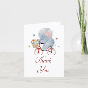 Remerciements Carte de remerciement éléphant cycliste