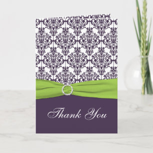 Remerciements Carte de remerciement en damas lime et violet