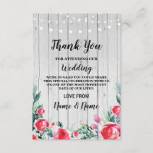 Carte de remerciement Engagement Mariage Roses rou