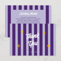 Carte de remerciement entreprise rayée violet
