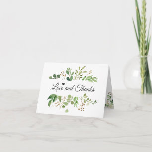Remerciements Carte de remerciement et d'amour à la verdure d'eu