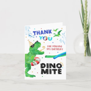 Remerciements Carte de remerciement Fête de dinosaures à la pisc