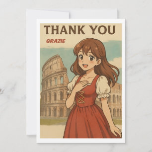 Remerciements Carte de Remerciement - Fille Anime Italienne à Ro