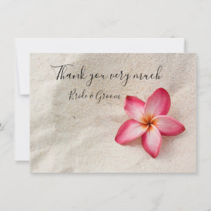Remerciements Carte de remerciement Fleur de plumeria sur le sab