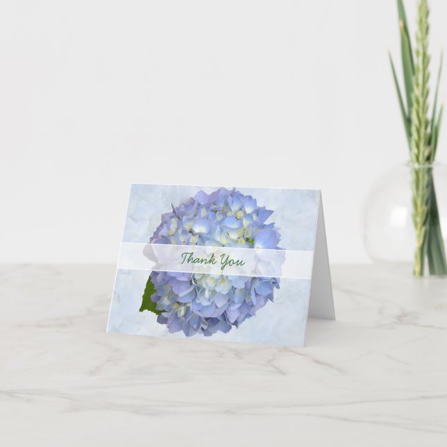 Remerciements Carte de remerciement Fleur d'hortensia pliée Blue (Devant)