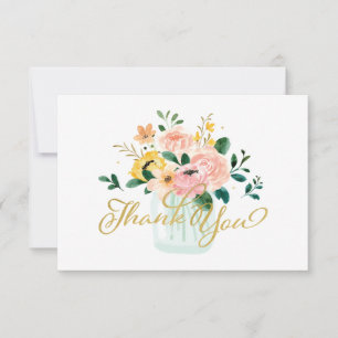 Remerciements Carte de remerciement fleur Mason Jar Wildflower