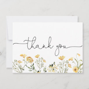 Remerciements Carte de remerciement fleur sauvage jaune délicate