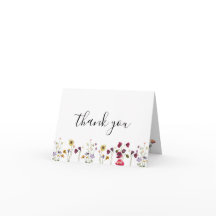 Carte de remerciement fleurs sauvages aquarelle bo