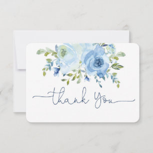 Remerciements Carte de remerciement florale aquarelle bleue